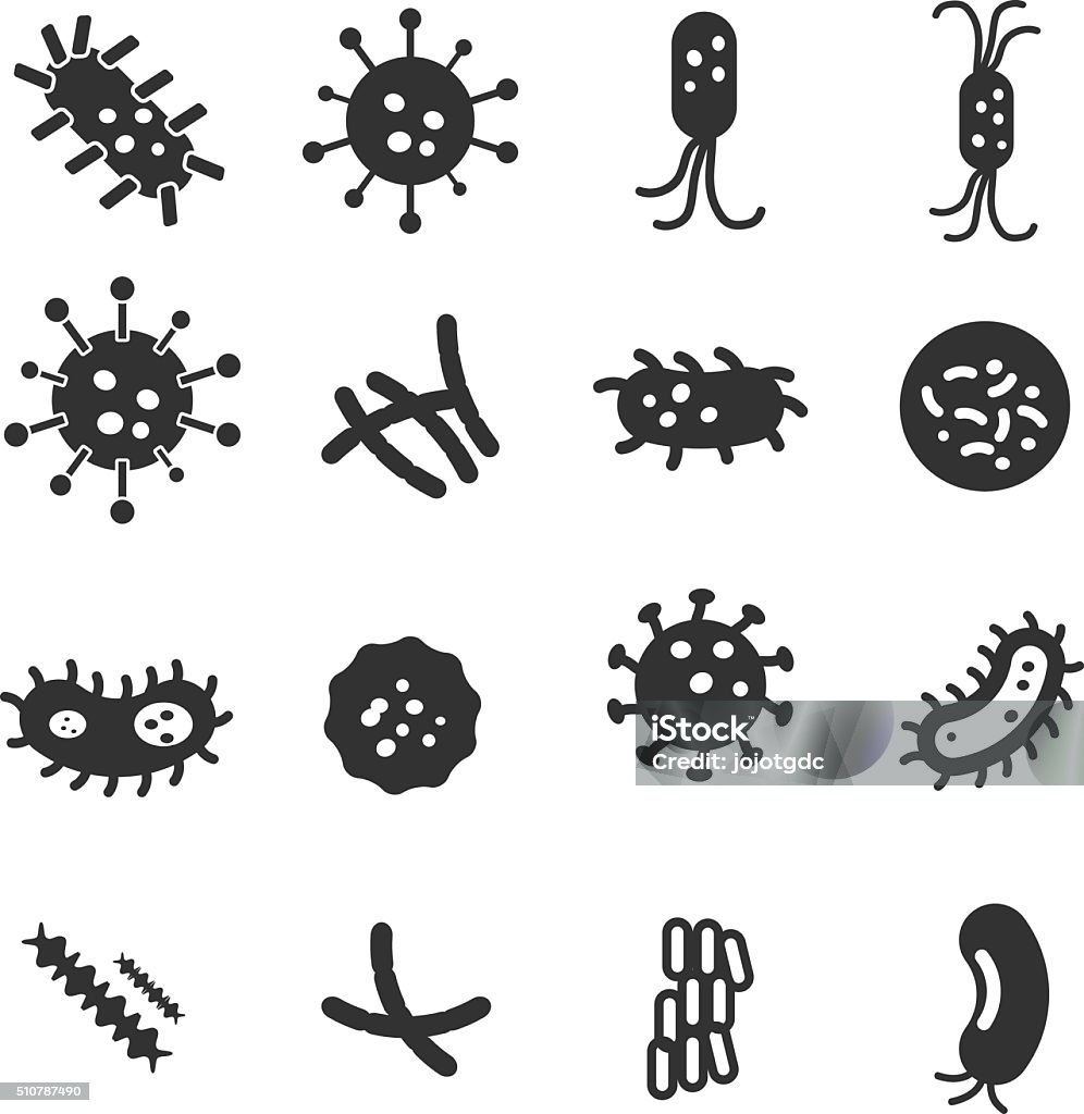 Bacteria icons set Animal stock vector