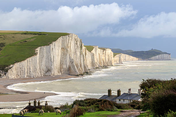 Seven Sisters Seven Sisters Cliffs in the south downs sussex UK east sussex photos stock pictures, royalty-free photos & images