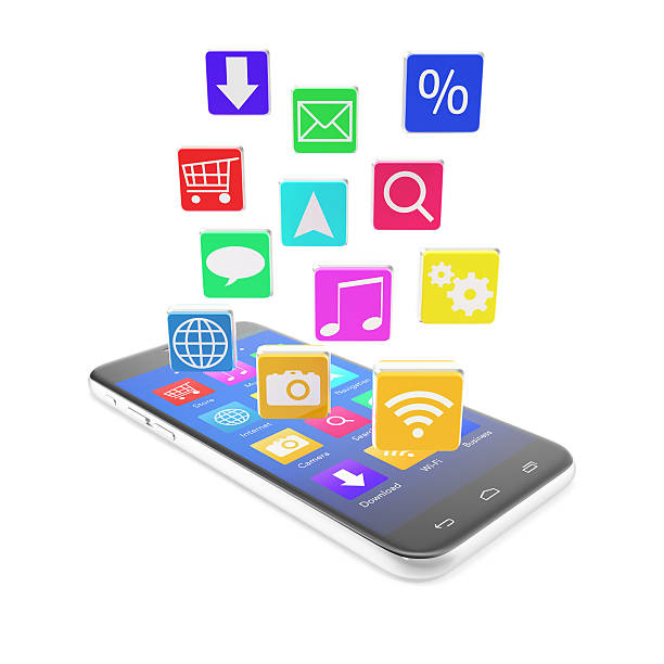 istock Smartphone touchscreen phone, with applications icons. 510789458