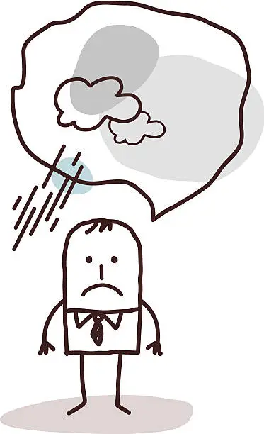 Vector illustration of very pessimistic cartoon man