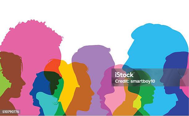 Group Profile View Head Profiles Stock Illustration - Download Image Now - Multiracial ...