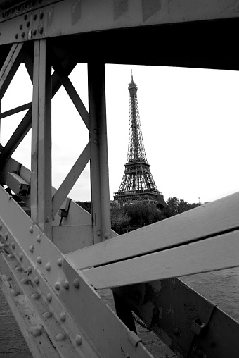 Iron Construction of one of the famoust european and french landmark Eiffel Tower in Paris
