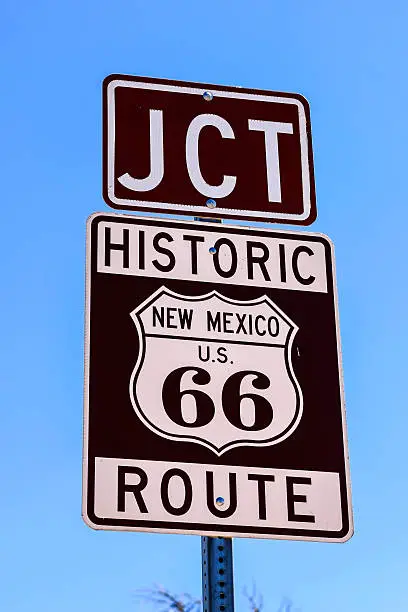 Tucumcari, NM, USA - June 16, 2015: Historic Route US 66 signpost in Tucumcari New Mexico
