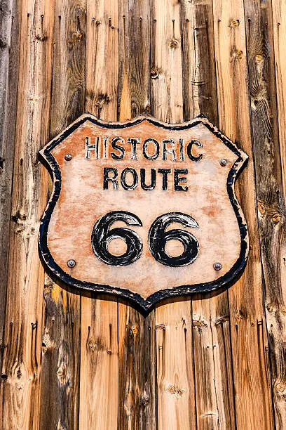 Tucumcari, NM, USA - June 16, 2015: Historic Route US 66 sign in Tucumcari New Mexico