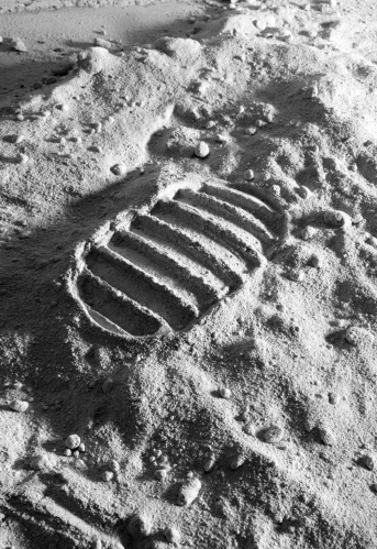 Detail of footprint on the Moon. See similar space photos: