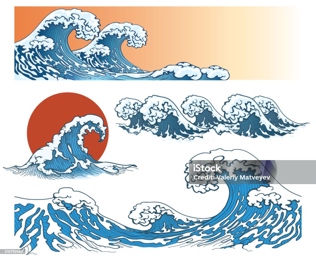 Wellen im japanischen Stil - Lizenzfrei Welle Vektorgrafik