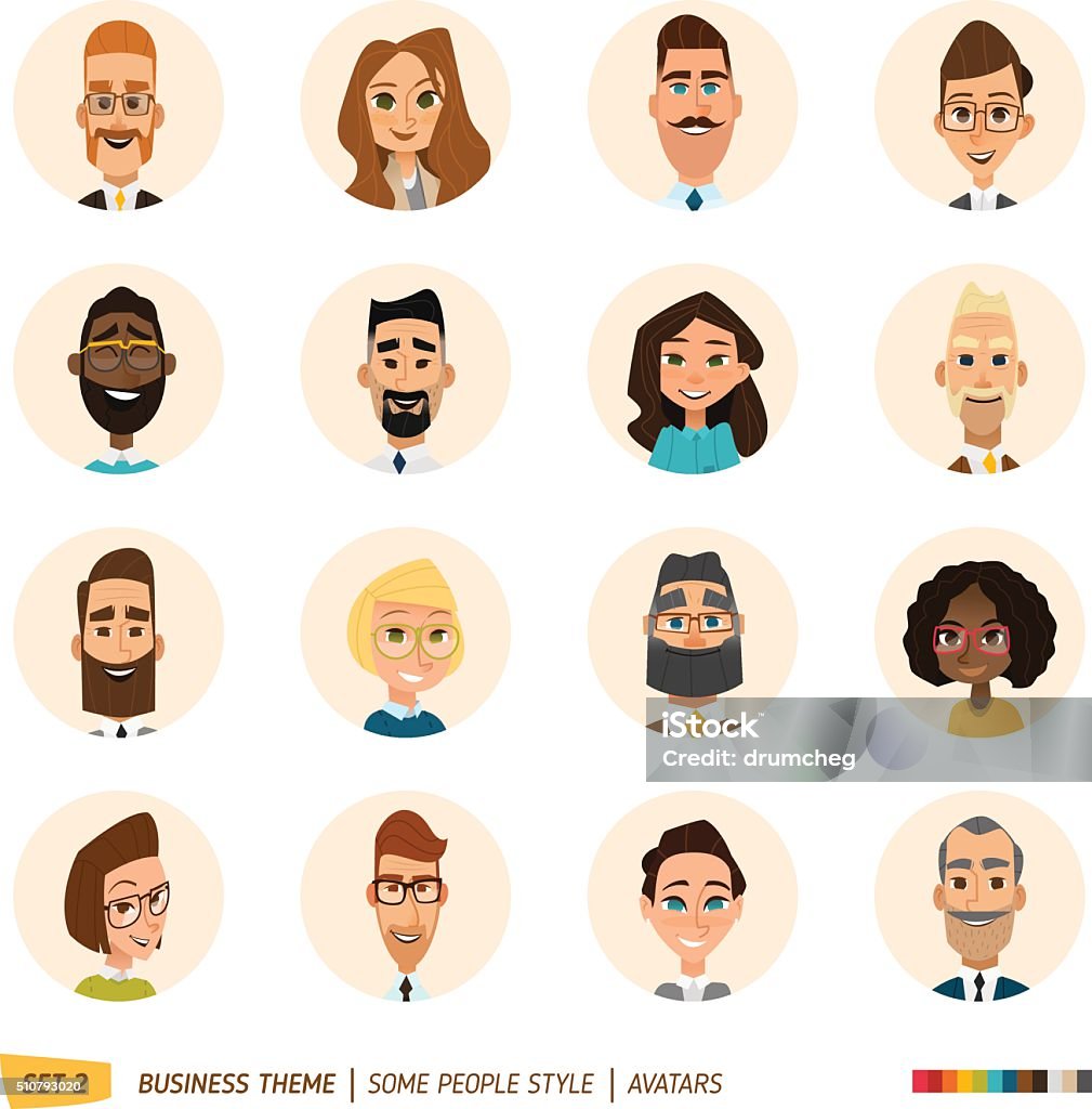 Business avatars set Poeple faces for avatar design Avatar stock vector