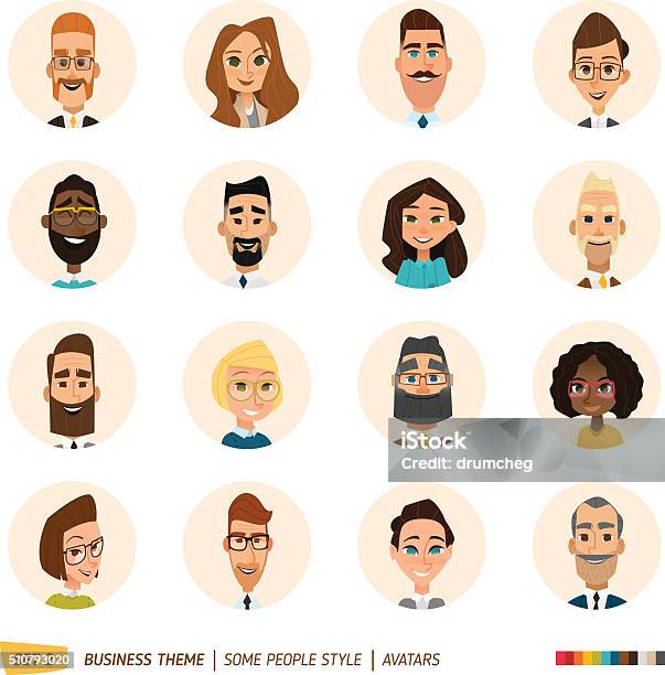 Business Avatars Set Stock Illustration - Download Image Now - Avatar, Cartoon, Men