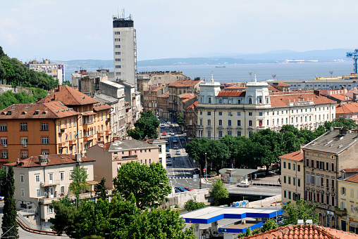Panoramic View at the Tito's Square Buildings in Rijeka,Croatia