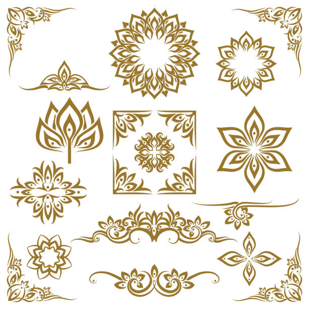 Thai ethnic decorative elements vector Thai ethnic decorative elements vector. Element ethnic, decorative ornament, ethnic thai illustration tattoo symbols stock illustrations