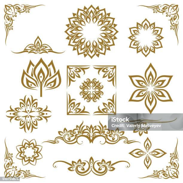 Thai Ethnic Decorative Elements Vector Stock Illustration - Download Image Now - Thai Culture, Culture of India, Pattern