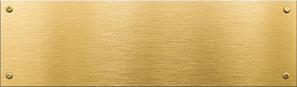istock gold metal plaque or nameboard with rivets 510795470