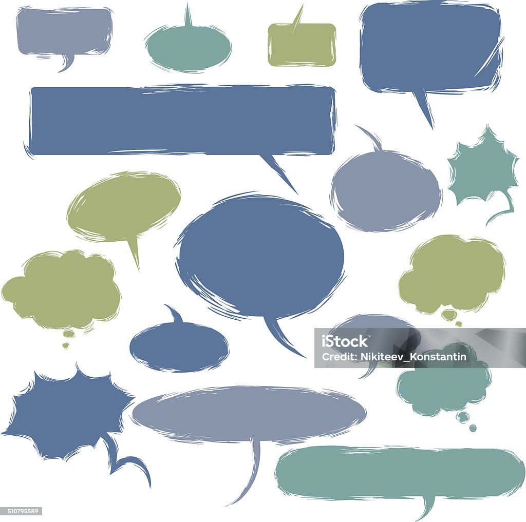 Vector Set of Grunge Comics  Bubbles. Talk and Think Answering stock vector