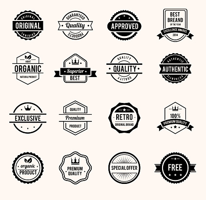 Black And White Retro Badges Stock Illustration - Download Image Now ...
