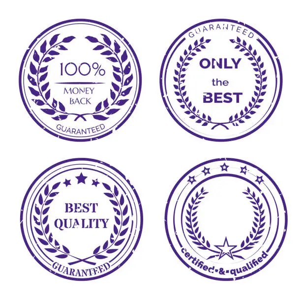Vector illustration of Circular Guarantee Label Set on White Background