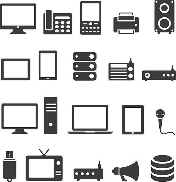 Communication device icons Communication device icons computer part computer symbol computer icon stock illustrations