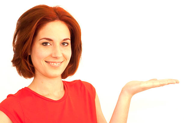 istock Beautiful  Haired Woman  With His Open Hand 510806250