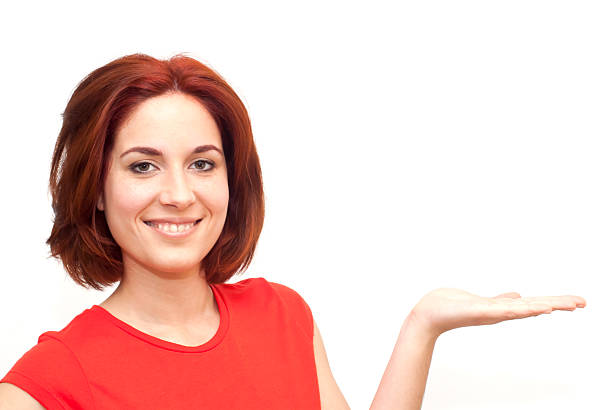 istock Beautiful  Haired Woman  With His Open Hand 510806284