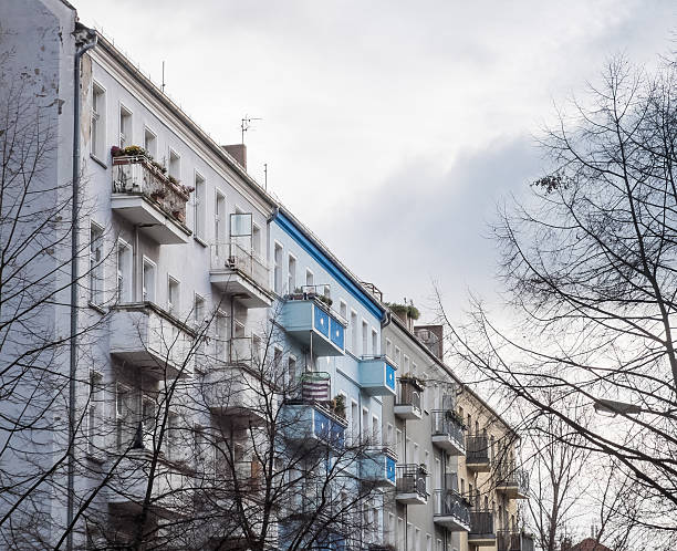 istock Low Rise Apartment Buildings with Bare Trees 510843464