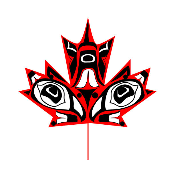 illustrazioni stock, clip art, cartoni animati e icone di tendenza di nativo foglia di acero canadese - canadian flag canadian culture canada people