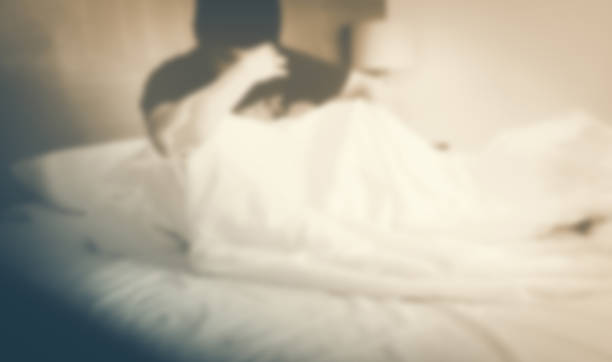 istock Blurry young man, unable sleep because of stress problems. Vinta 510844136