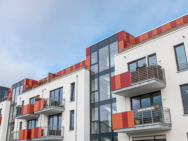 istock Modern Apartment Building with Colorful Balconies 510844384
