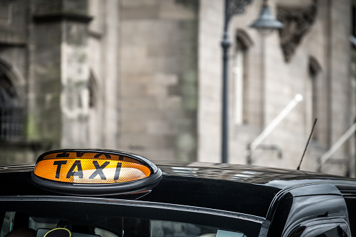 Taxi sign, Edinburgh, Scotland