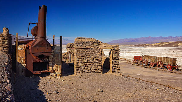 Remains of Harmony Borax Works in Death Valley The remains of Harmony Borax Works in Death Valley National Park, California stove oven adobe outdoors stock pictures, royalty-free photos & images