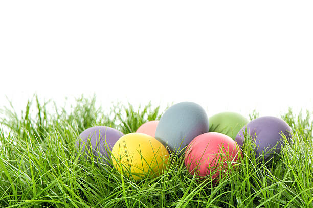 istock Easter eggs in green grass. Festive decoration 510850158