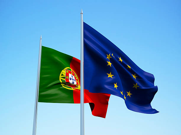 istock Portuguese and EU flags. 3d illustration 510852514