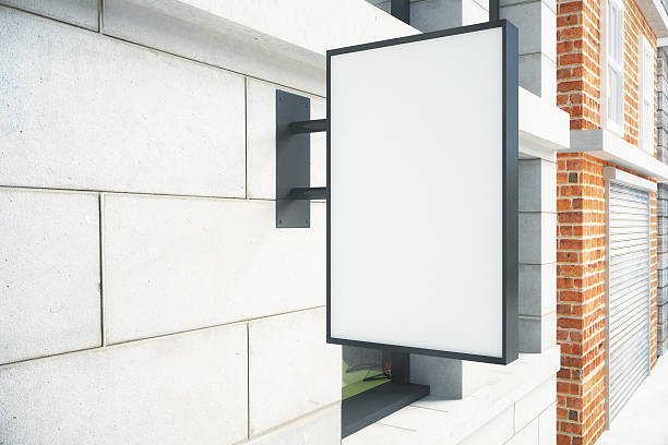 istock Blank white signboard on the wall outdoor, mock up 510852602