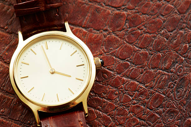 istock Luxury men's watch on leather, close up 510852771