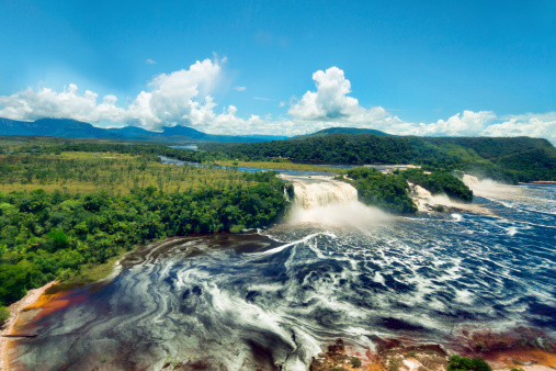 The Canaima Falls seen from aeroplane, Canaima NP, Venezuela