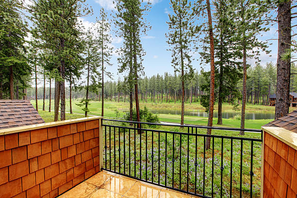 istock Beautiful view from deck of luxury home. 510854668