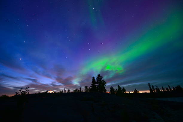 Auroras en el púrpura sky. - foto de stock