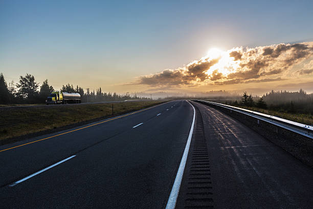 istock Trans-Canada Highway Sunrise Trailer Truck 510854843