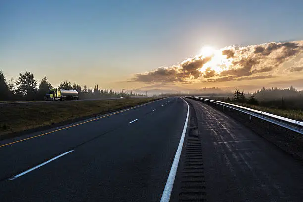 Photo of Trans-Canada Highway Sunrise Trailer Truck