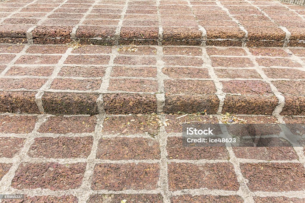 Brown stone bricks stair Brown square bricks stair Brick Stock Photo