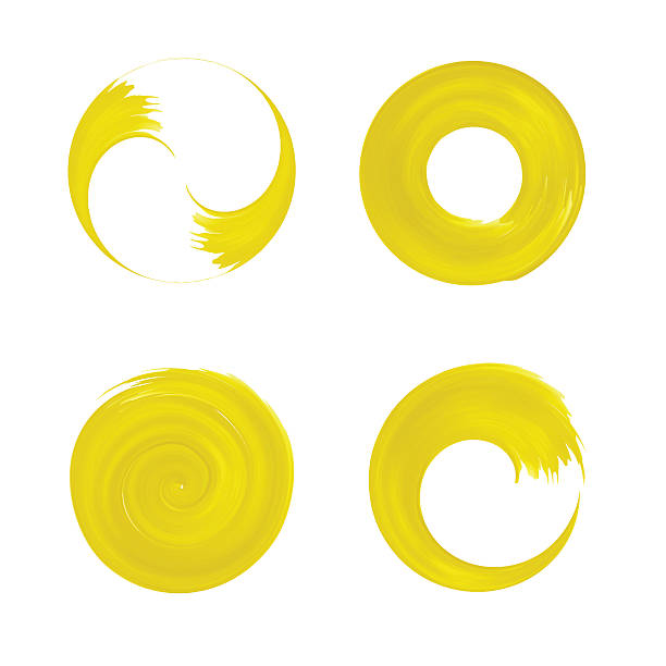 ilustrações, clipart, desenhos animados e ícones de conjunto de ida e volta para o projeto da elemento amarela - spiral circle paint splashing