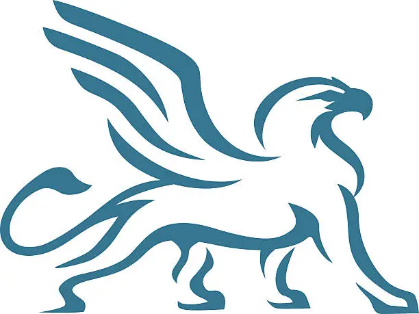 Vector illustration of Griffin abstract blue