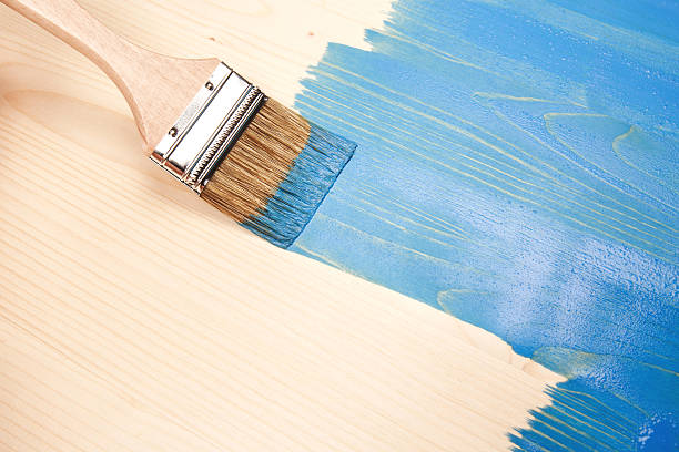 istock Painting natural wood in blue 510857906