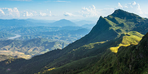 istock Panoramic view misty morning sunrise in mountain at north Thailand 510858228