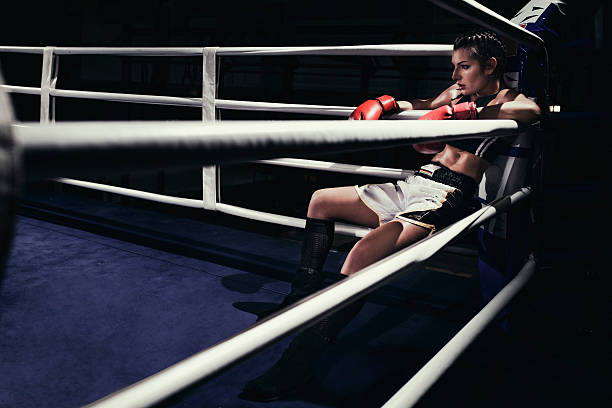 istock Female boxer in a boxing ring 510858830