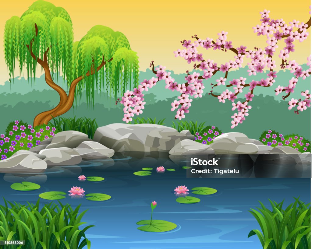 Cartoon Illustration Of Beautiful Nature Background Stock Illustration -  Download Image Now - iStock