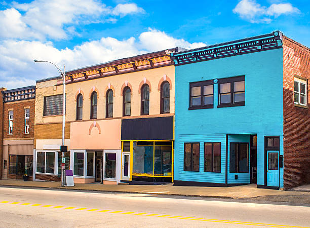 istock Colorful historic small town storefronts 510863804