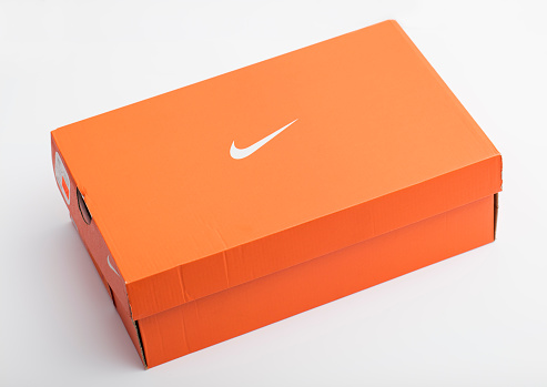 Las Vegas, USA - February 13, 2016: A new Nike Shoe Box isolated on a white background.