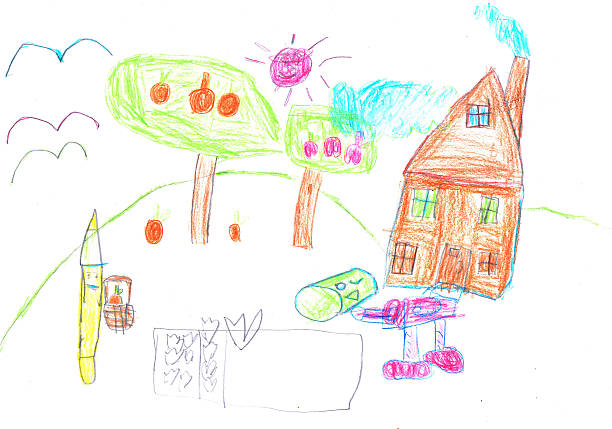 istock Paint drawing of an imaginary home, Made by child 510864408