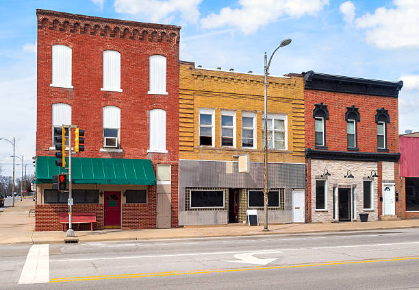 istock Colorful downtown business storefronts 510864592