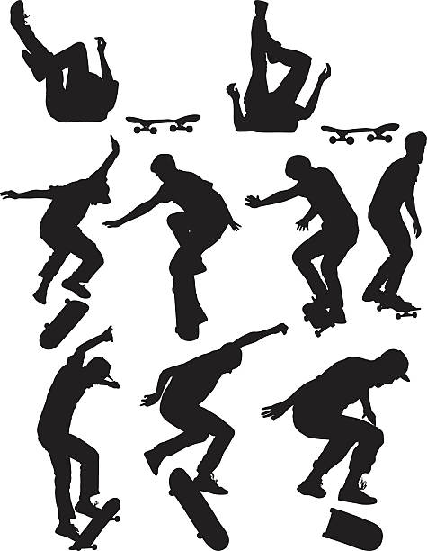 スケートボーダースケートボード - extreme skateboarding action balance motion点のイラスト素材／クリップアート素材／マンガ素材／アイコン素材
