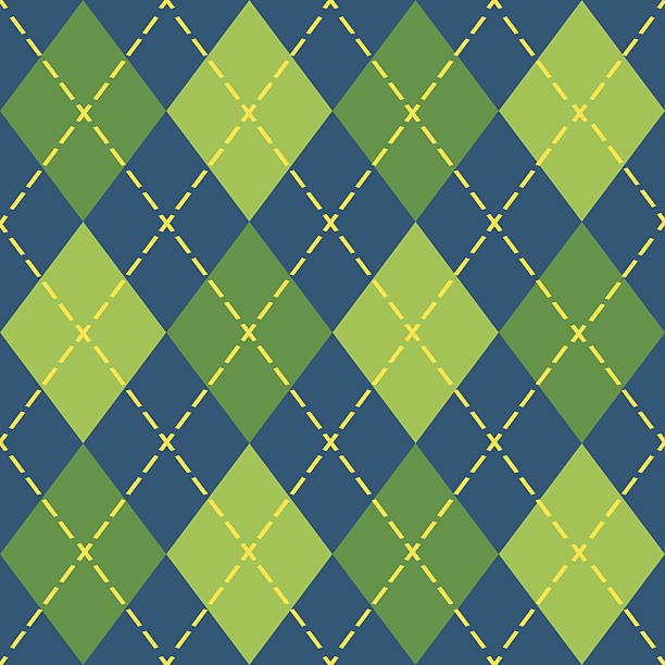 kolorowy wzór argyle niebieski i zielony bezszwowe wzór - vibrant color checked backgrounds multi colored stock illustrations